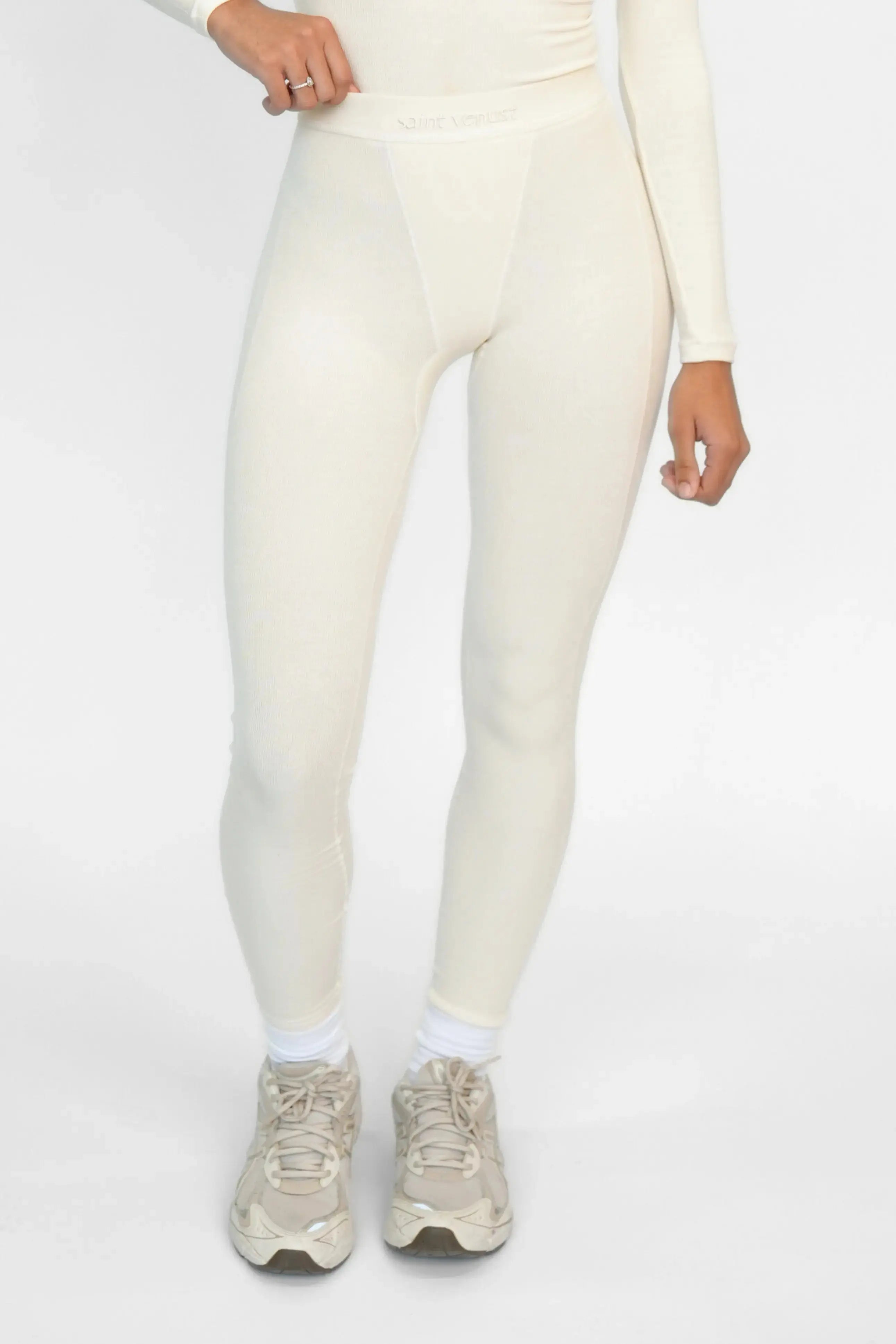 Rib Lounge Leggings - 2 Pack (Scarlet + Cream) SAINT VENUST