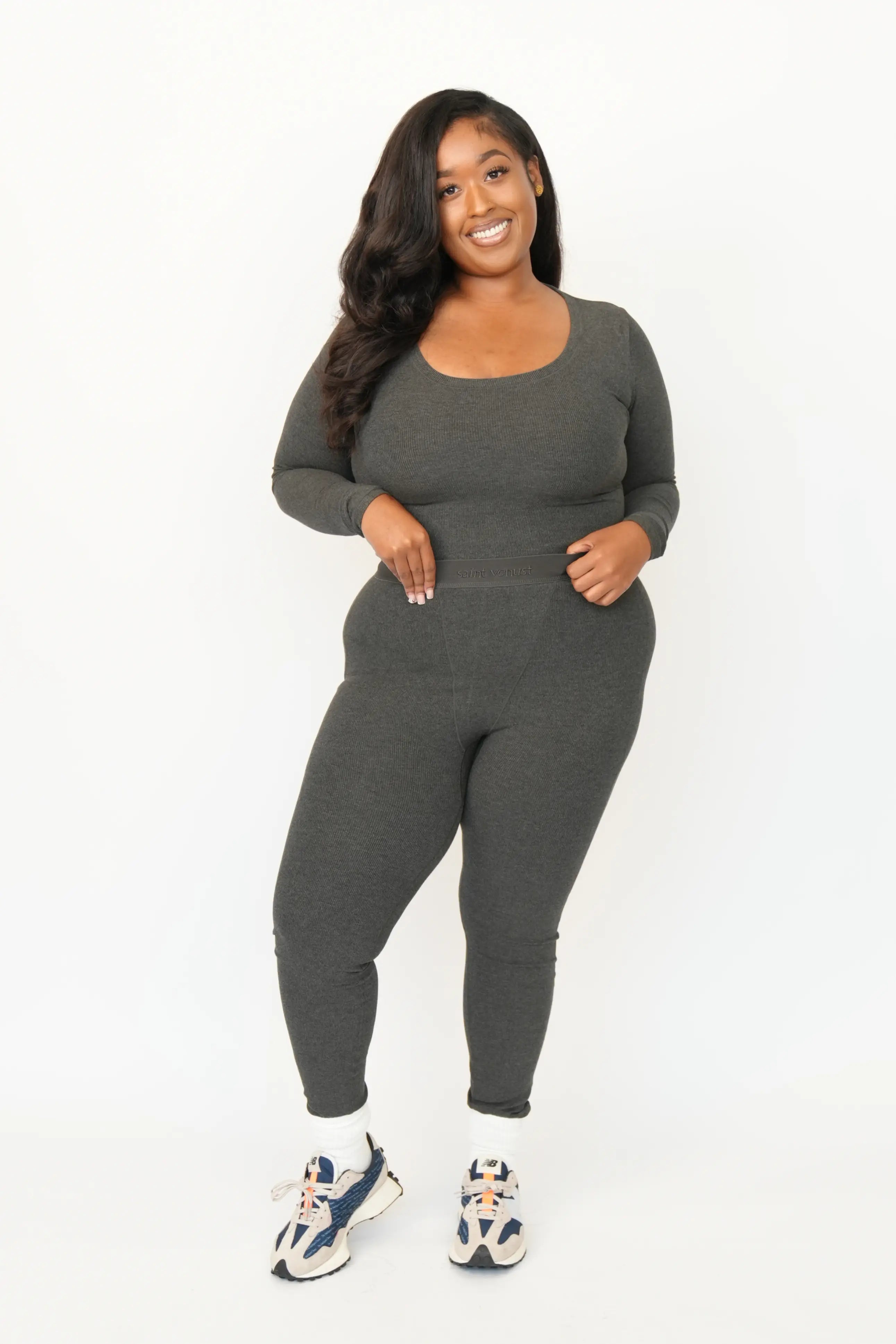 Rib Lounge Long Sleeve - Charcoal SAINT VENUST