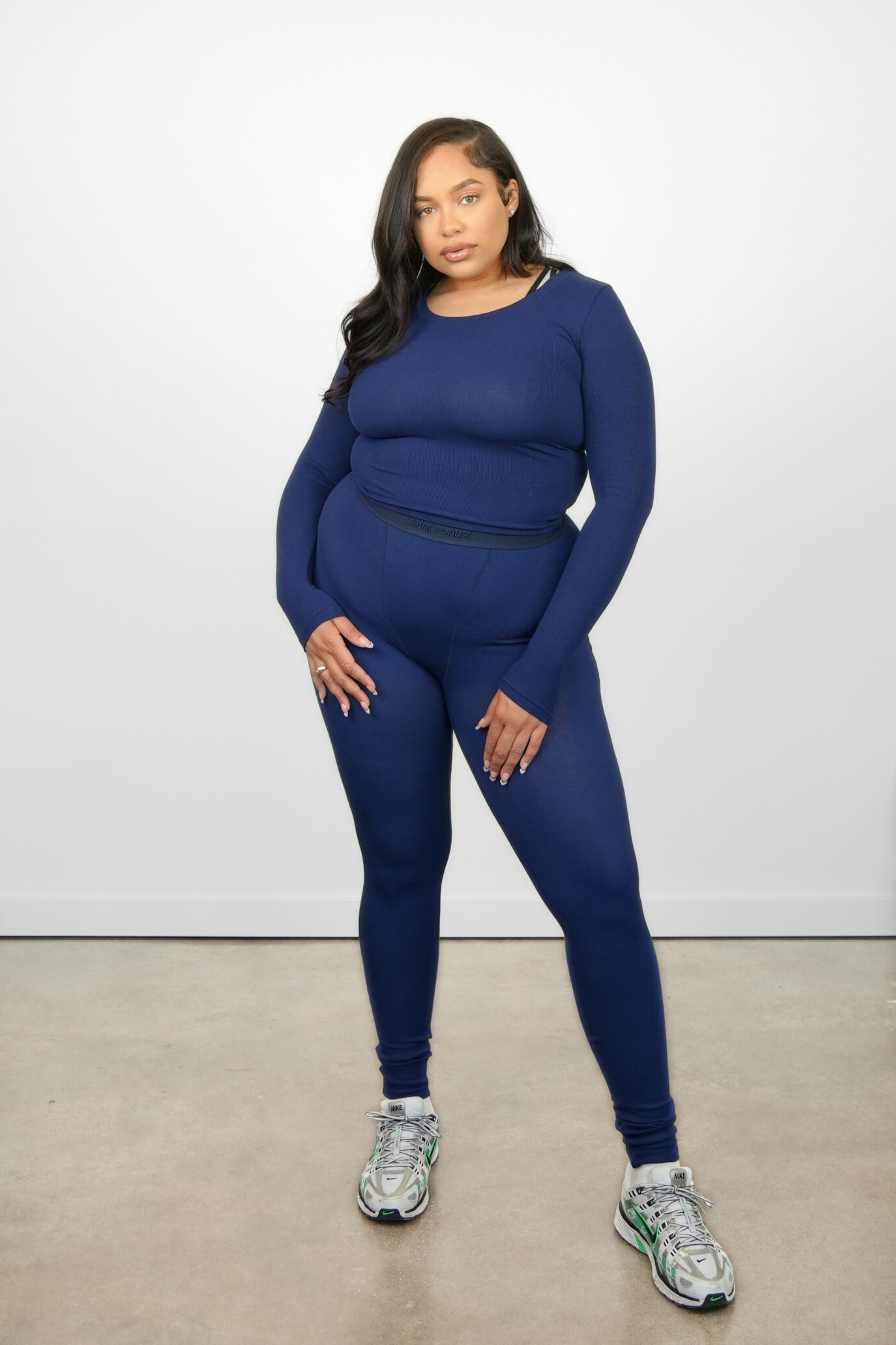 Rib Lounge Leggings - Navy