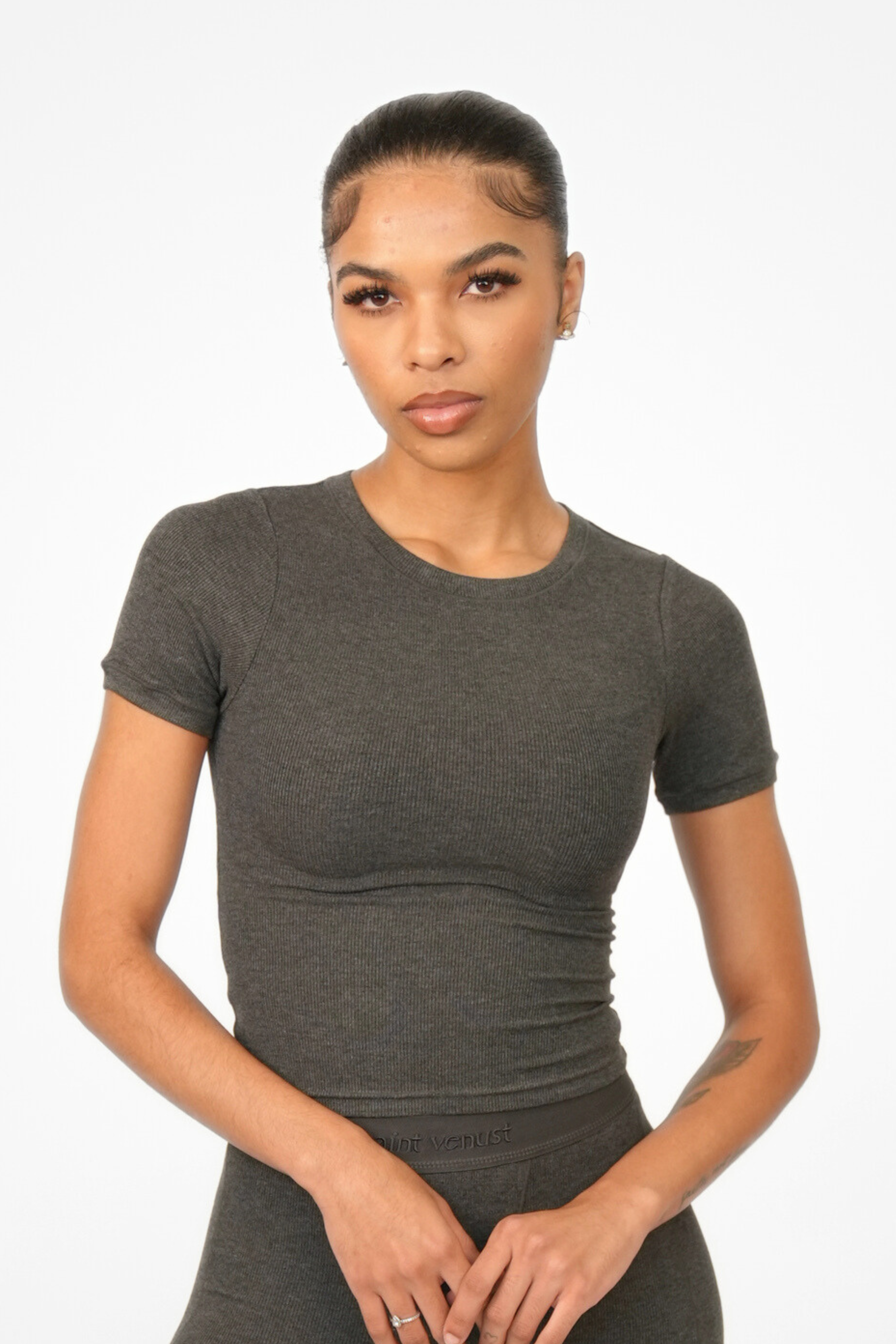 Rib Lounge Short Sleeve - Charcoal