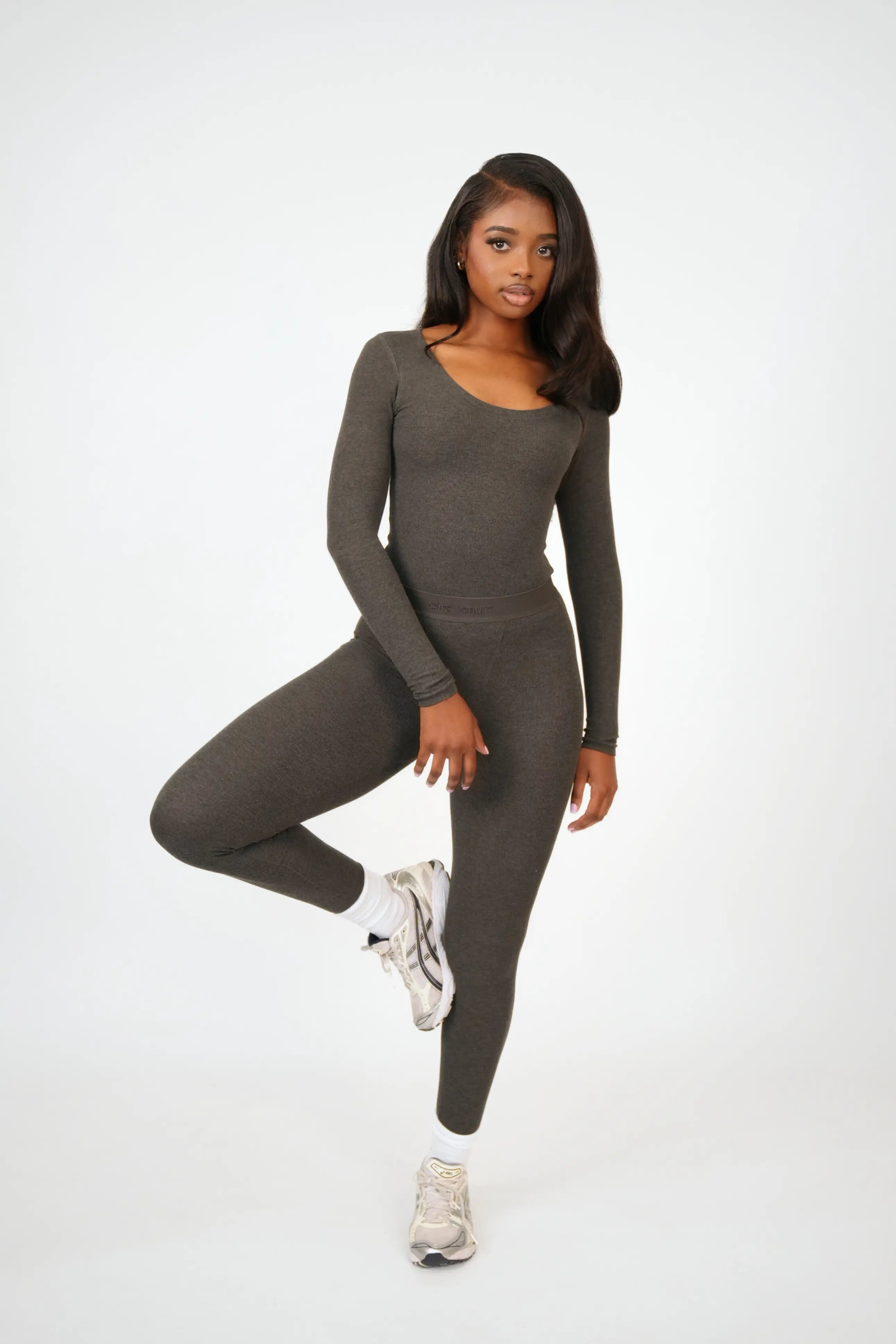 Rib Lounge Leggings - Charcoal SAINT VENUST