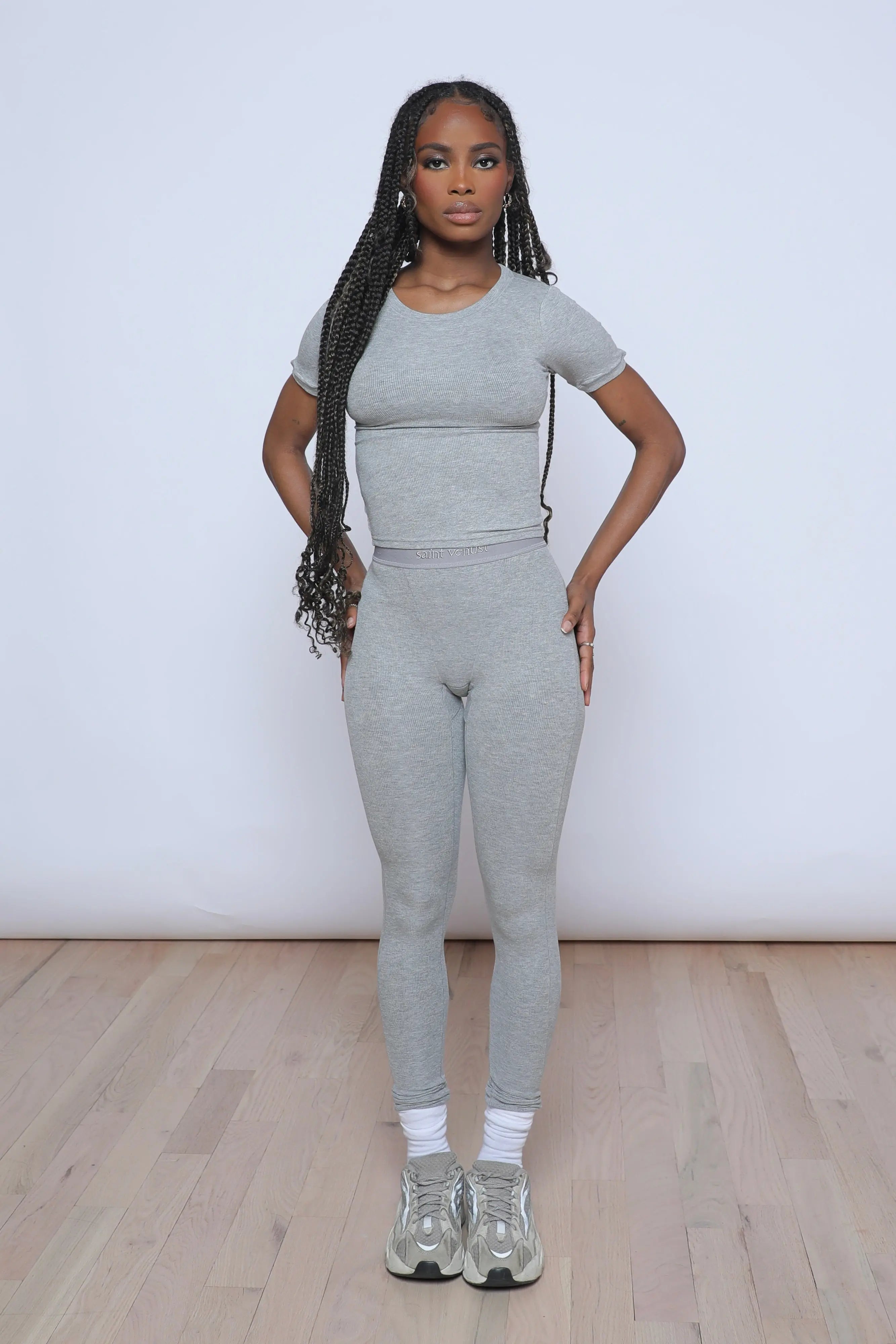 Rib Lounge Leggings - Stone SAINT VENUST