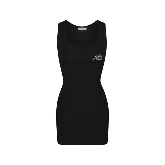Rib Logo Mini Dress - Noir SAINT VENUST