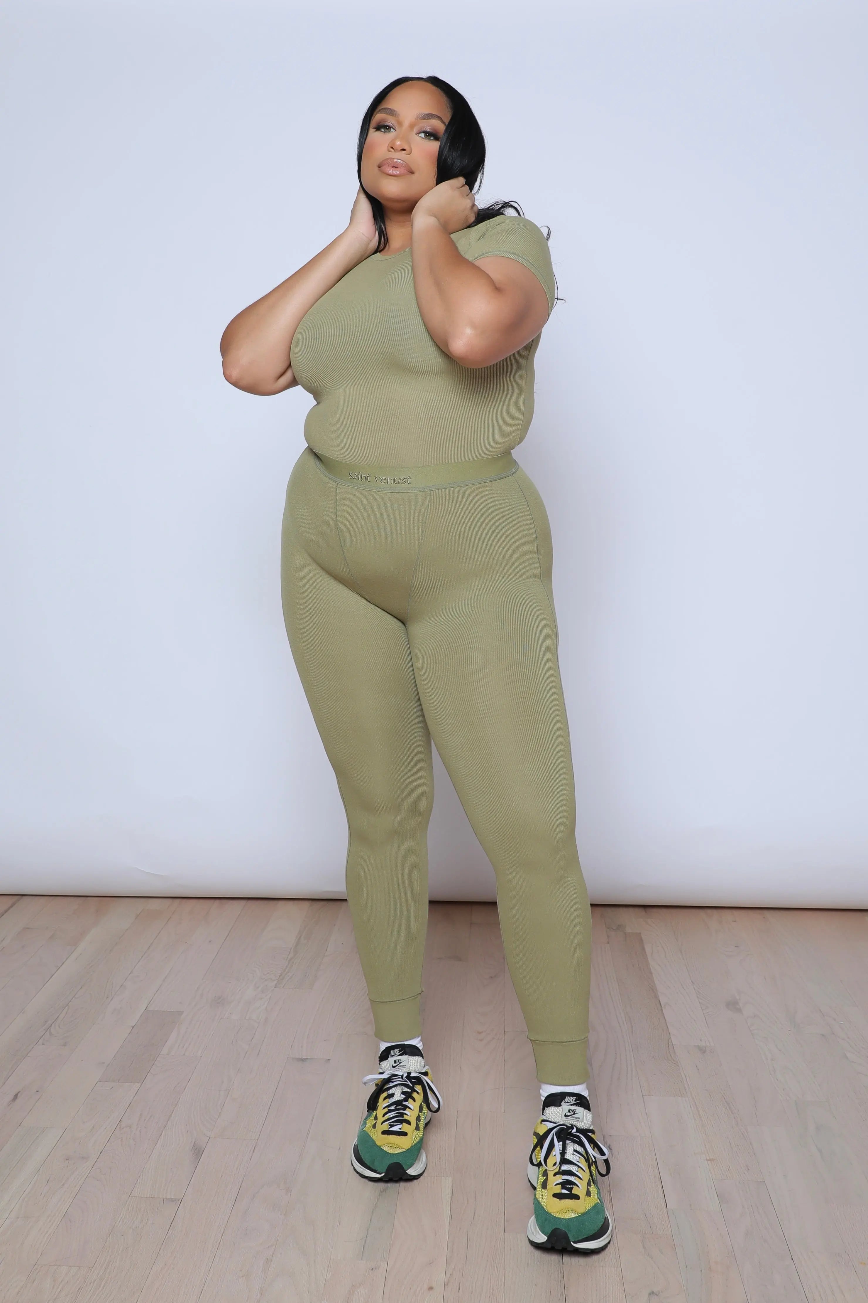 Rib Lounge Leggings - Moss SAINT VENUST